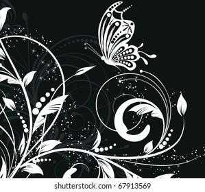 floral creative decorative abstract background with buttrfly