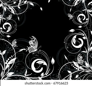 floral creative decorative abstract background with butterfly