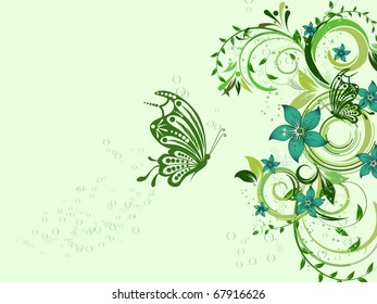 floral creative decorative abstract background with butterfly