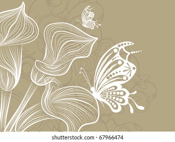 floral creative decorative abstract background with butterfly