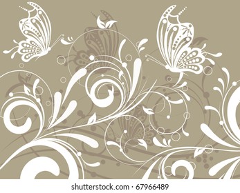 floral creative decorative abstract background with butterfly