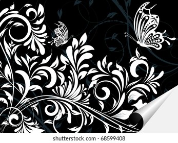 floral creative decorative abstract background with butterfly