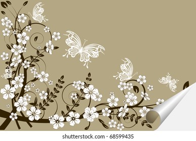 floral creative decorative abstract background with butterfly