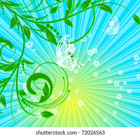 floral creative decorative abstract background with butterfly