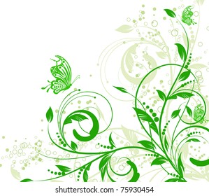 floral creative decorative abstract background with butterfly