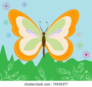 floral creative decorative abstract background with butterfly