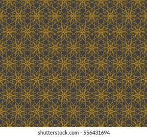 floral creative geometric ornament on grey background. Seamless vector illustration. For design, wallpaper, textile industry.