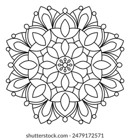 Blumenkreatives Mandala Design für Malbuch, Tattoo und Henna Design, kreative Mandala Kunst
