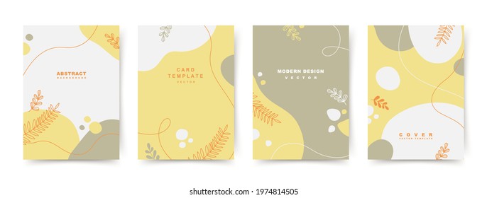 Floral creative universal background set. Abstract template in minimal trendy style for greeting cards, covers, presentations,  social media stories and posts, AD,  banner, poster 