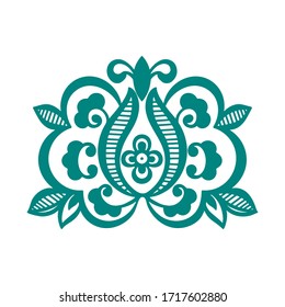 Floral creeper Kalamkari motif. pattern vector doodle for web, postcards, stickers, clothes, bags. Arabic, Indian folk fantasy flowers, curl illustration. Paisley hand drawn elements. Block print. 