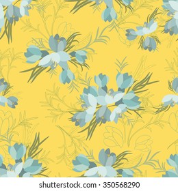 Floral crocus retro vintage background, vector illustration