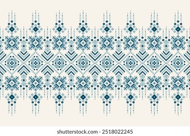 Blumenkreuz Stich-Design-Muster auf weißem Hintergrund.geometrische ethnisch-orientalische Stickerei traditionell.Aztekenstil,abstrakter Hintergrund, Vektorgrafik.Design für Textur,Stoff,Kleidung,Druck