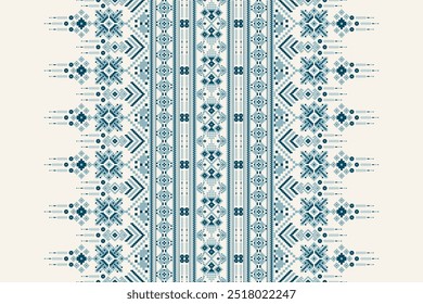 Floral Cross Stitch design pattern on white background.geometric ethnic oriental embroidery traditional.Aztec style,abstract background vector illustration.design for texture,fabric,clothing,print