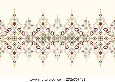 Floral Cross Stitch design pattern on white background.geometric ethnic oriental embroidery traditional.Aztec style,abstract background vector illustration.design for texture,fabric,clothing,print