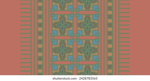 Floral Cross Stitch Embroidery Background. Geometric Ethnic Oriental Pattern traditional.aztec Style Abstract Vector illustration.design for Texture,fabric,clothing,wrapping,decoration,sarong.