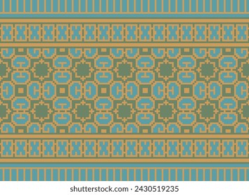 Floral Cross Stitch Embroidery Background. Geometric Ethnic Oriental Pattern traditional.aztec Style Abstract Vector illustration.design for Texture,fabric,clothing,wrapping,decoration,sarong.