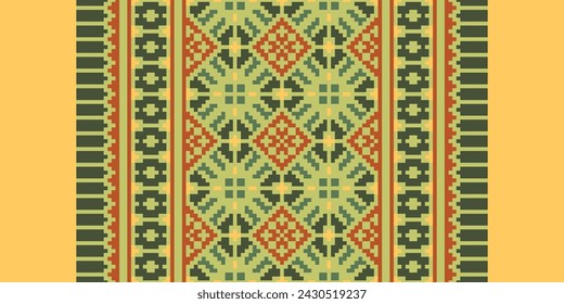 Floral Cross Stitch Embroidery Background. Geometric Ethnic Oriental Pattern traditional.aztec Style Abstract Vector illustration.design for Texture,fabric,clothing,wrapping,decoration,sarong.