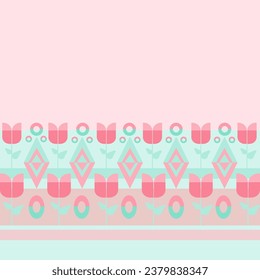 Floral Cross Stitch Embroidery on white background.geometric ethnic oriental seamless pattern traditional.Aztec style abstract vector illustration.design for texture,fabric,clothing,wrapping,sarong.