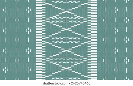 Floral cross stitch embroidery on a green background.geometric ethnic oriental seamless pattern traditional.Aztec-style abstract vector illustration. design for texture, fabric,clothing,wrapping,print