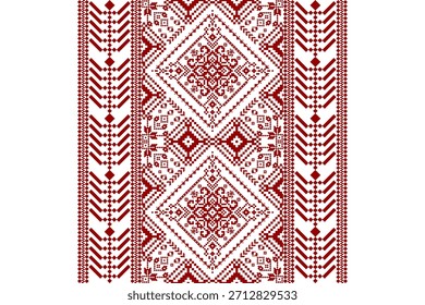 Floral cross stitch pattern on white background vector illustration.geometric ethnic design pattern,floral cross stitch embroidery,abstract background.design for textile,fabric,clothing,print,sarong