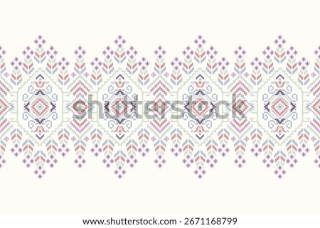 Floral cross stitch pattern,floral cross stitch pattern on white background,Geometric ethnic oriental pattern traditional,vector illustration.design for texture,fabric,clothing,decoration,print,lace
