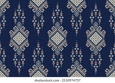 Patrón sin costuras de punto de cruz floral, Ilustración vectorial, punto de cruz de flor, patrón oriental étnico geométrico tradicional, estilo azteca, fondo abstracto. diseño para textura, tela, ropa, decoración