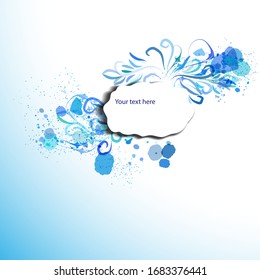 floral curl banner with place for your text for your design.
The vector illustration contains elements: curls, branches, spots, dots, splashes and more