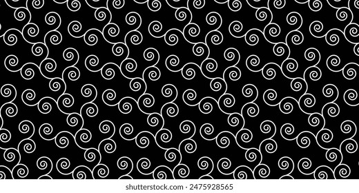 Floral curly pattern background. Isolated white object on a dark background. Vector illustration.