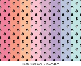 FLORAL CUT OUT PRINT ON COLORFUL RAINBOW BACKGROUND SEAMLESS PATTERN 