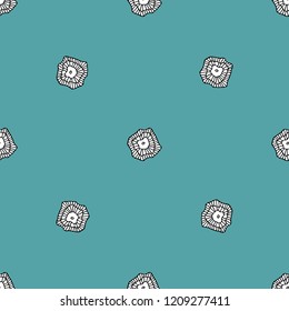 floral cute doodle pattern on azure background, eps8