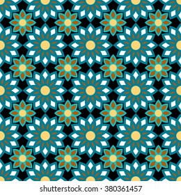 Floral Cute Pattern in bright Colors, 20s, 50s, 60s, 80s fashion style, trendy fabric and wrapping paper, template for creative summer and spring theme design