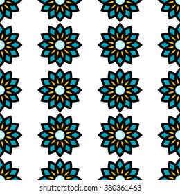 Floral Cute Pattern in bright Colors, 20s, 50s, 60s, 80s fashion style, trendy fabric and wrapping paper, template for creative summer and spring theme design