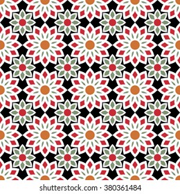 Floral Cute Pattern in bright Colors, 20s, 50s, 60s, 80s fashion style, trendy fabric and wrapping paper, template for creative summer and spring theme design
