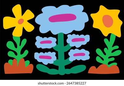 floral cute pattern in doodle drawing style on pink background. Suitable for spring season wallpaper, fabric prints, and design template