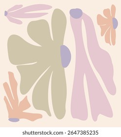 floral cute pattern in doodle drawing style on pink background. Suitable for spring season wallpaper, fabric prints, and design template