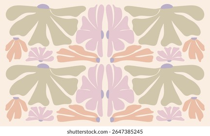 floral cute pattern in doodle drawing style on pink background. Suitable for spring season wallpaper, fabric prints, and design template