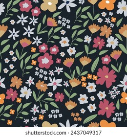 Floral cute seamless pattern with flowers and leaves. Design background for fashion , fabric, web, wallpaper, textile, wrapping.