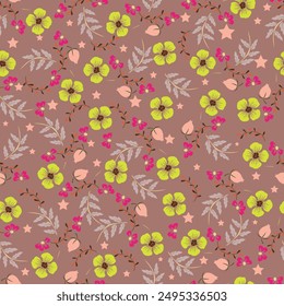 Floral lindo patrón sin costuras con flores y hojas. Fondo de diseño para la moda , tela, Web, Fondo de pantalla, textil, envoltura