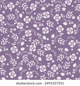 Floral cute seamless pattern with flowers and leaves. Design background for fashion , fabric, web, wallpaper, textile, wrapping
