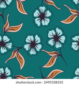 Floral cute seamless pattern with flowers and leaves. Design background for fashion , fabric, web, wallpaper, textile, wrapping