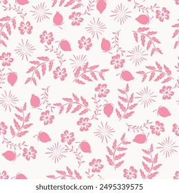 Floral cute seamless pattern with flowers and leaves. Design background for fashion , fabric, web, wallpaper, textile, wrapping
