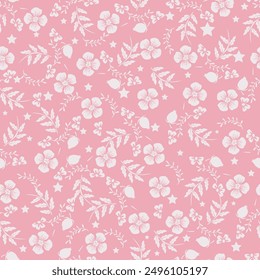 Patrón floral lindo sin fisuras con flores y hojas. Diseño de fondo para la moda, tela, Web, Fondo de pantalla, textil, envoltura