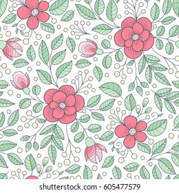 Floral cute seamless pattern. Vintage flower print.
