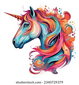 Floral Cute Unicorn Watercolor Clipart Design
