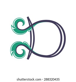 Floral D letter template. 