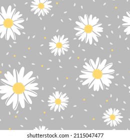 Floral daisy colorful seamless pattern. Daisies flowers vector print.