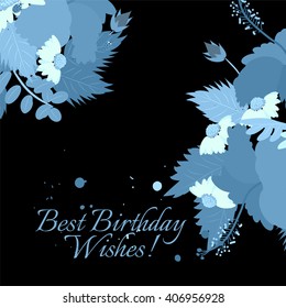 Floral  daisy hibiscus background vector illustration. Sprig background, floral greeting card