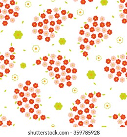 Floral daisy paisley seamless pattern design with pink ,red, green and white color background, Ditsy style fashion print