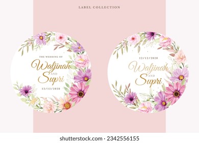 floral daisy and roses labels design