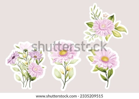 Floral daisy stickers collection elements illustration